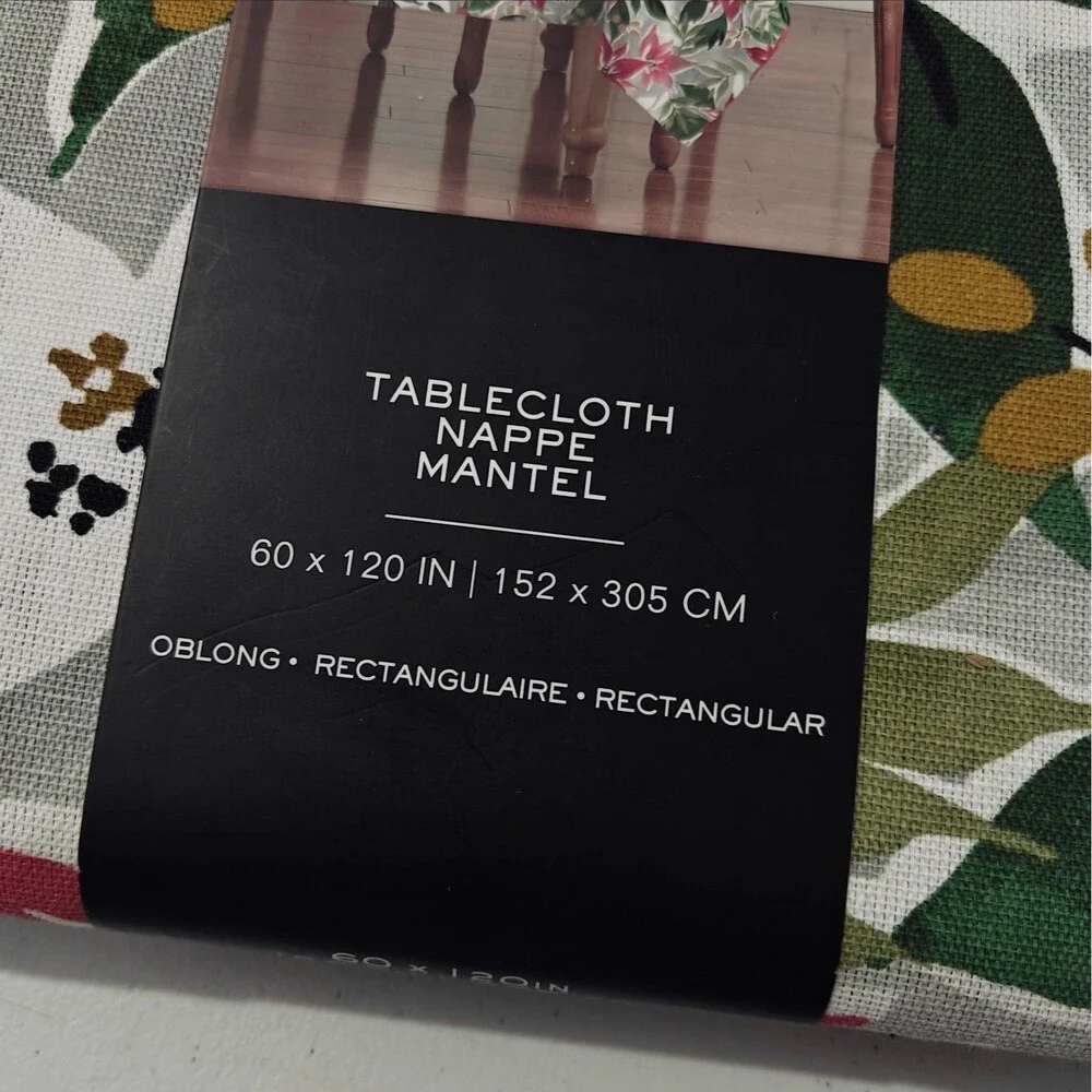 NEW Ralph Lauren Christmas Tablecloth Poinsettia 60 X 120 Oblong Cotton Floral